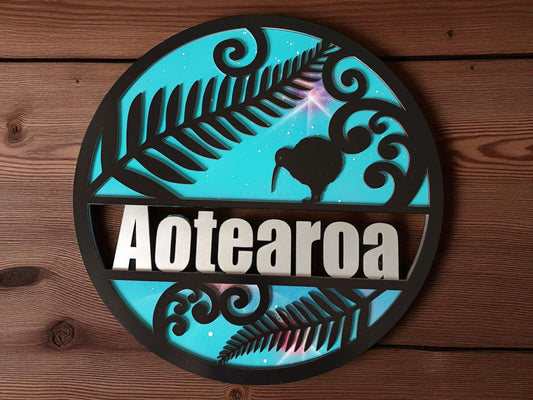 Aotearoa Layered Art Sign Spray Art Edition - Liam Gratis - Arts and Crafts
