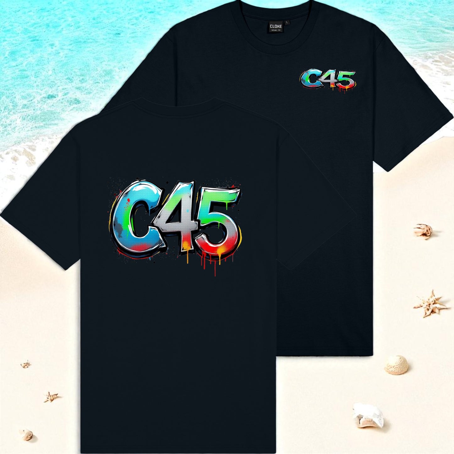 C45 Tee- Large Back, Logo Front