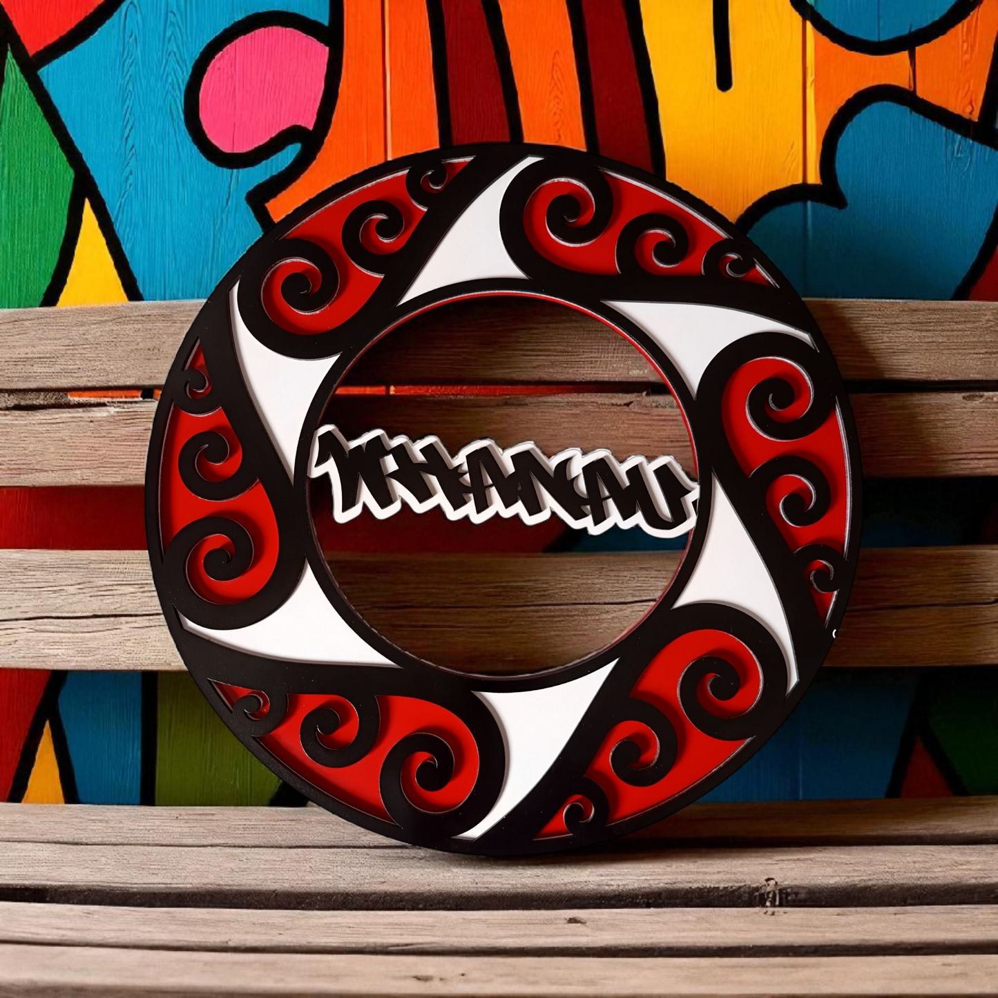 Circular Whānau Sign – Koru Border Edition - Liam Gratis - Arts and Crafts