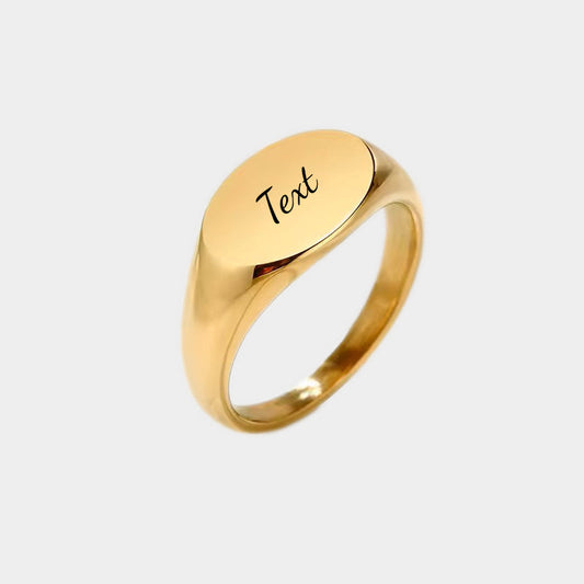 Personalised Stainless Steel Oval Signet Ring