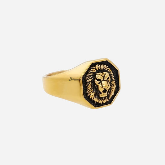 Stainless Steel Lion Ring - Gold