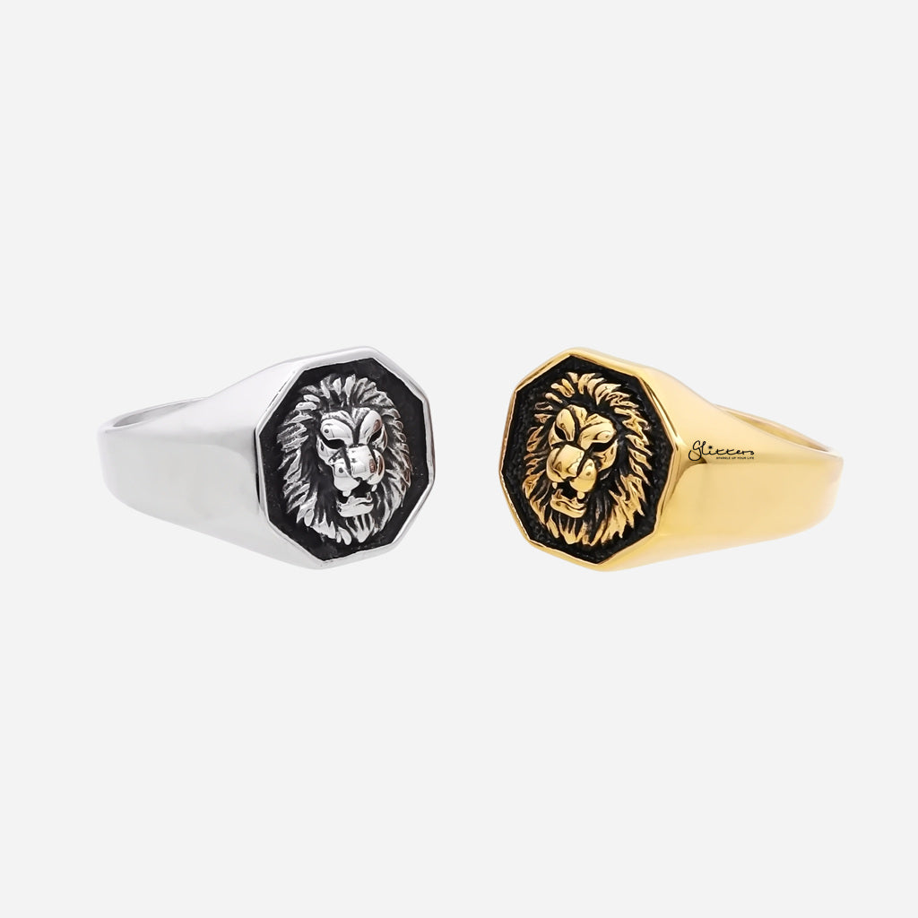 Stainless Steel Lion Ring - Gold