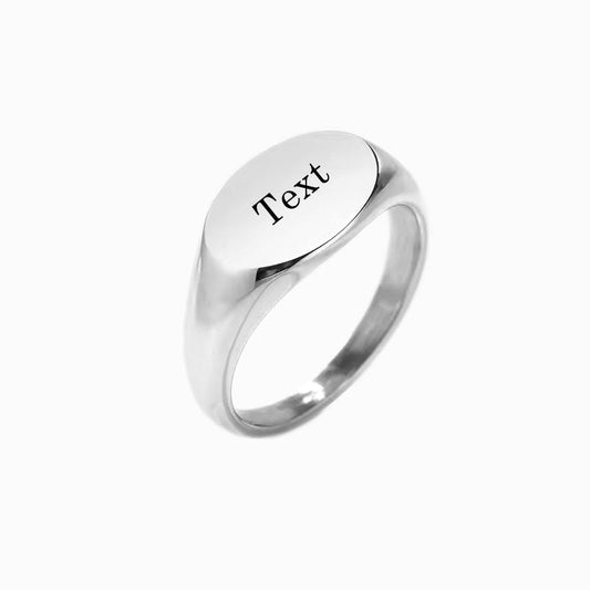 Personalised Stainless Steel Oval Signet Ring