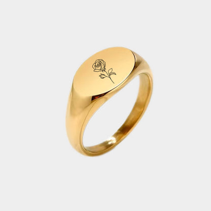 Personalised Stainless Steel Oval Signet Ring
