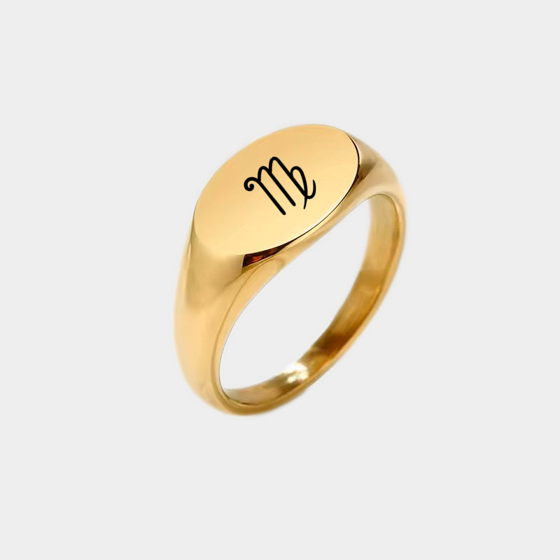Personalised Stainless Steel Oval Signet Ring