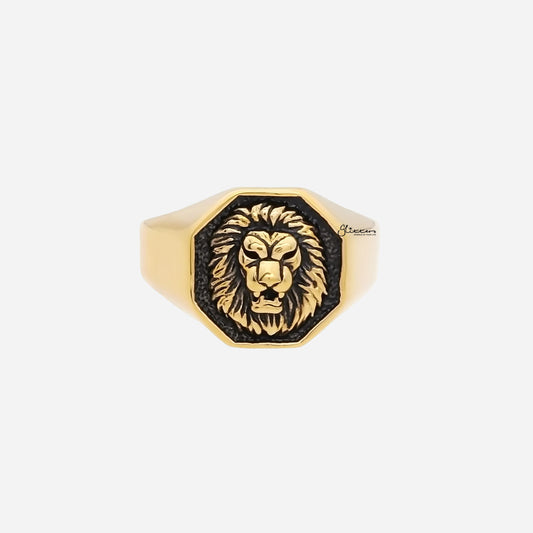 Stainless Steel Lion Ring - Gold