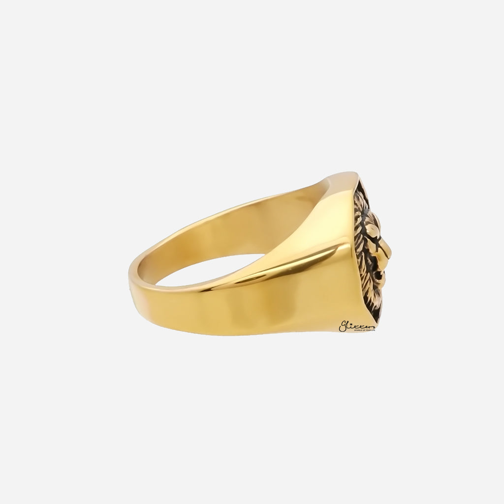 Stainless Steel Lion Ring - Gold