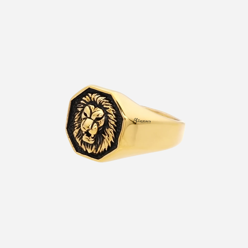 Stainless Steel Lion Ring - Gold