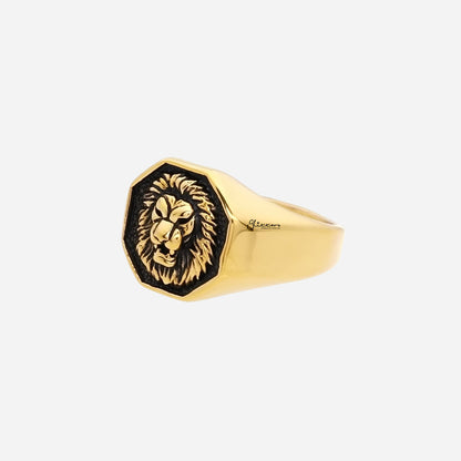 Stainless Steel Lion Ring - Gold