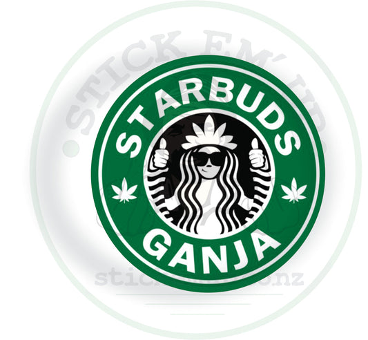 Starbuds Ganja Sticker – High Vibes Only ☕🌿